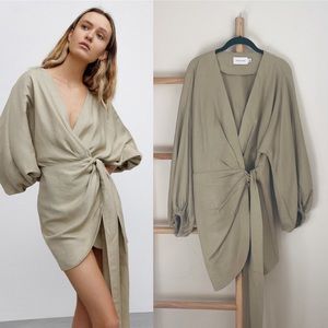 Significant Other Kenna Linen Wrap Dress | Olive